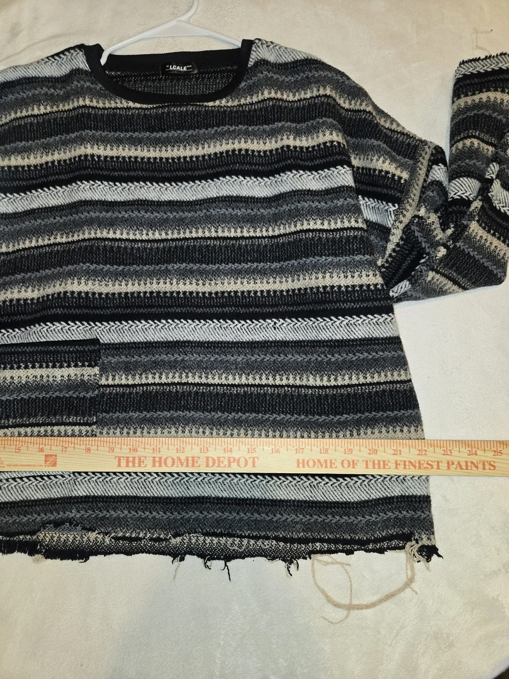 LCALE Striped Knit Crewneck Sweater - Black & Gray